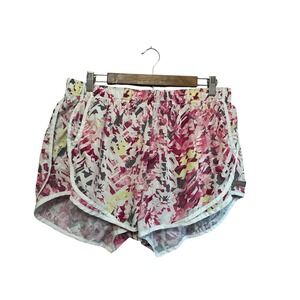 Calvin Klein XL Running Shorts Abstract Print White Pink Drawstring‎ Activewear